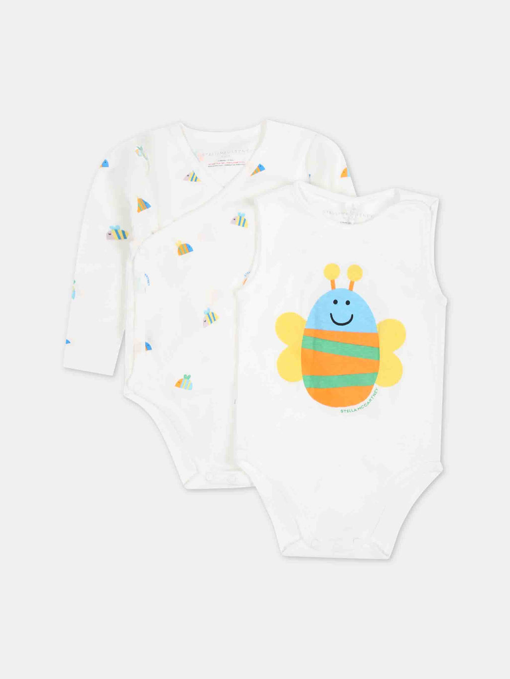 Set bianco per neonati con api e logo